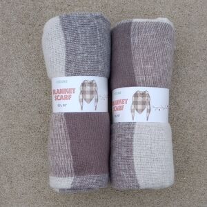 New Brown Plaid Blanket Scarf - Soft Woven Wrap 50"x60" Includes 2 Brown & Creme